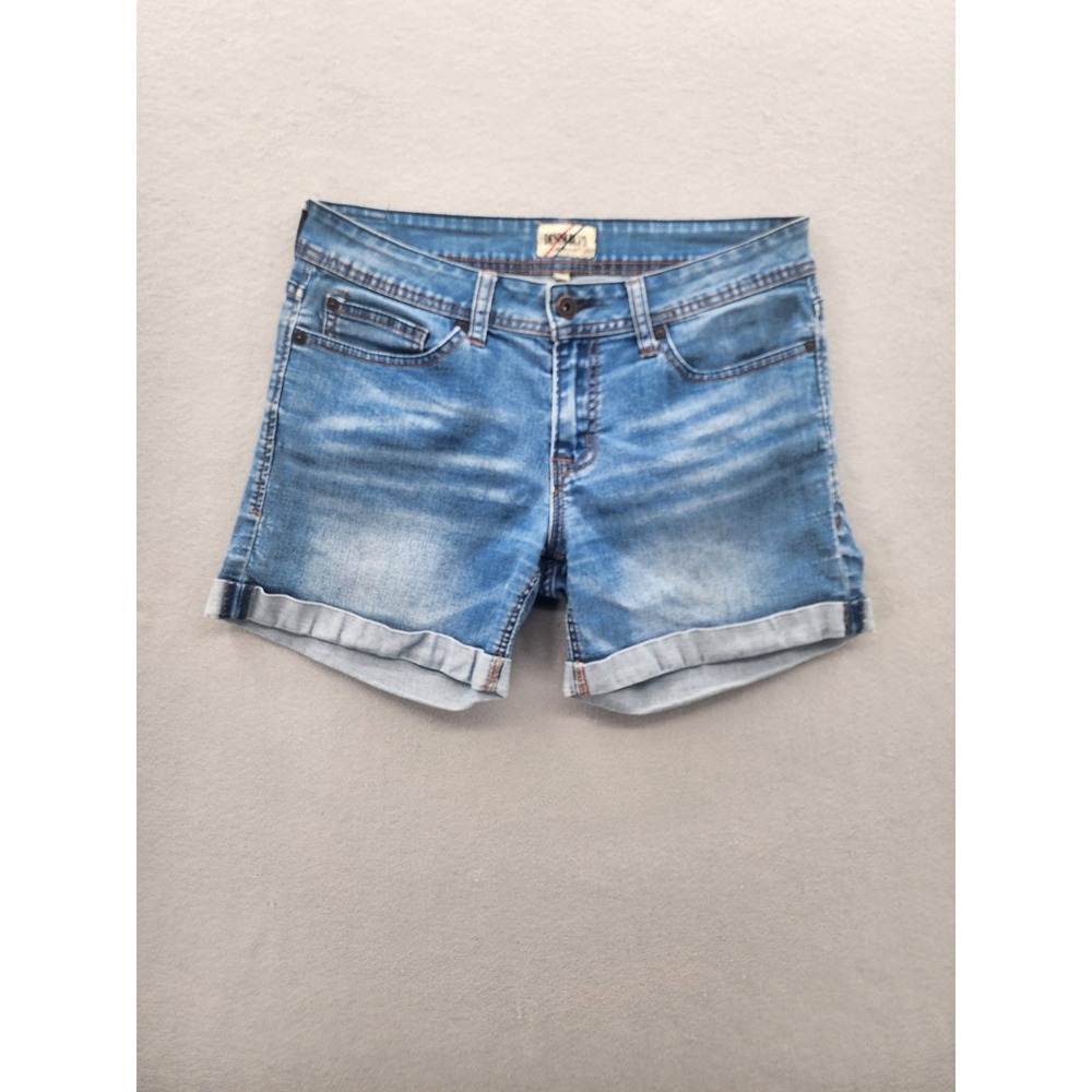 Denim‎ Blvd Los Angeles Cuffed Jean Shorts Medium Wash Stretch Denim Size 27